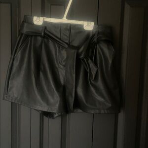 New Look Black Petite Faux Leather Shorts